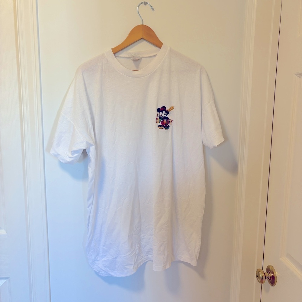 Vintage Disney Tuff Mickey Mouse T-shirt Size 2XL Baseball white embroidered